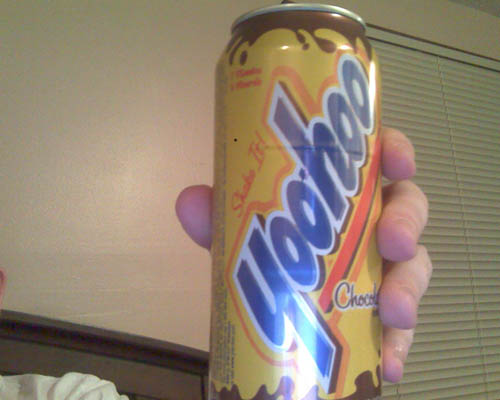 Adam holding a Yoo-Hoo Can